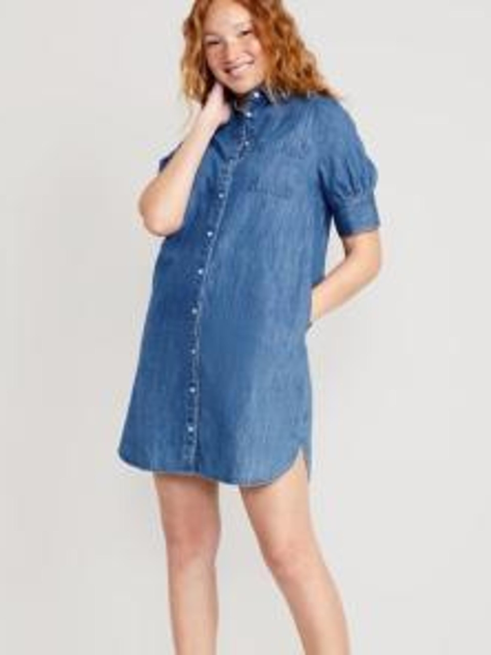 Old Navy Blue Denim Button-Front Dress